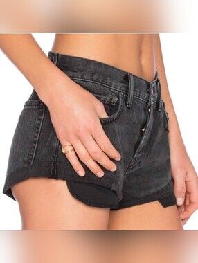 NWT Faded Black Distressed Denim Shorts - GRLFRND ADRIANA 28 Boyfriend